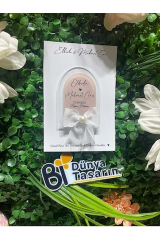 Uv Baskı Pleksi Magnet Söz, Nişan, Nikah, Düğün, Kına, Doğum Günü 10 Adet Altın-Pembe