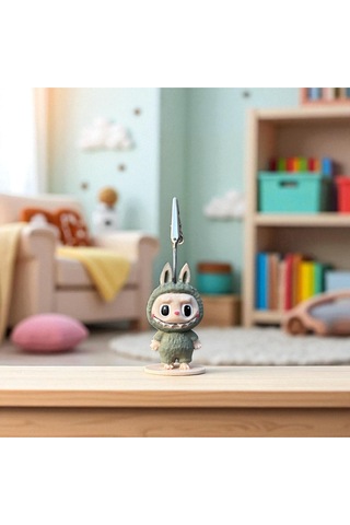 Dekoratif Sevimli Labubu Notluk - Kağıt Tutacağı - Fotoğraf Tutacak Haki