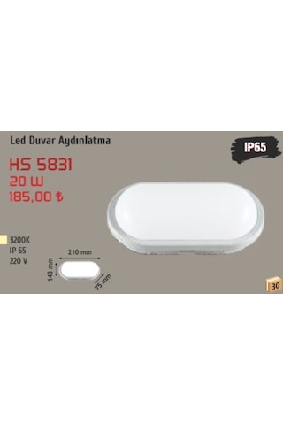 20w Led Duvar Aydınlatma, Günışığı, Beyaz Kasa Hs 5831 Beyaz