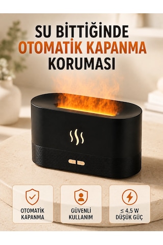 Znv Zenvia Mey İthalat Alev Efektli Ultrasonik Aroma Difüzörü 180 Ml Led Işıklı Hava Nemlendirici Znv2025 Cmn