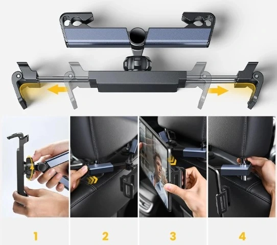 Koltuk Arkası Ayarlanabilir Tablet Telefon Tutucu Kahverengi