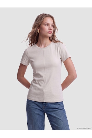 Lcw Vision Bej Soft Touch Peplum Bluz