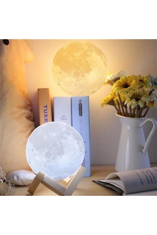 Kişiye Özel 3d Ay Mom Sarı Gece Lambası Stand Hediyeli Sarı
