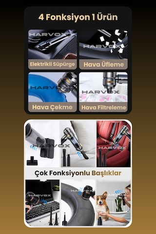 18000pa Güçlü Vakum Araç Süpürgesi Taşınabilir Çantalı 6000mah Bataryalı Üflemeli Hxvc-002