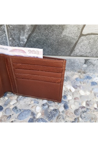 Gvnbag Hakiki Deri Erkek Yatay Büyük Boy Taba Cüzdan Gvn-0136