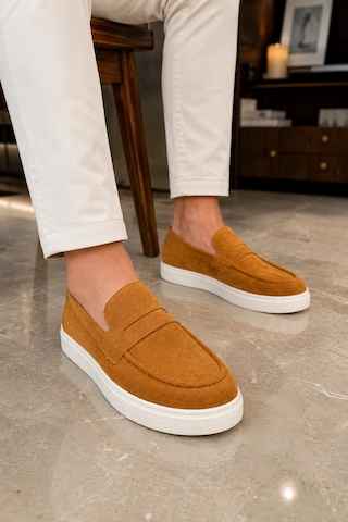 Mevese Varex Bağcıksız Süet Erkek Günlük Casual Klasik Ayakkabı - Taba