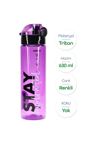 Su Matarası Tritan Geniş Ağız Su Şişesi Stay Hydrated Spor Matarası Suluğu Bpasız 630 Ml Mor 0102