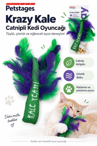 Petstages Krazy Kale Catnipli Kedi Oyuncağı Yeşil Peluş