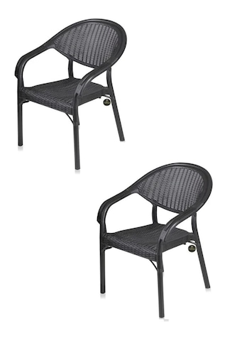 2 Adet Rattan Bambu Pro Koltuk Bahçe Sandalyesi