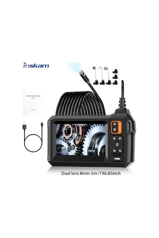 Xuweiwei İnskam 4.3 İnç Çift Lensli 8 Mm 5 M Endüstriyel Borescope Analog Dijital Endoskop Kamera Abs Malzeme Usb Pil Otomotiv Klima Boru Tamiri