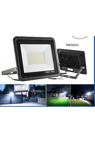 220 Volt-100 W 6500k Ip66 150 Işık Açısı Siyah Slim Kasa Beyaz Led Projektör Ürün %100 Yerli Türk Malı 100