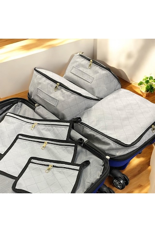 6'lı Valiz Düzenleyici Bavul Içi Organizer Set Seyahat Hurcu Gri