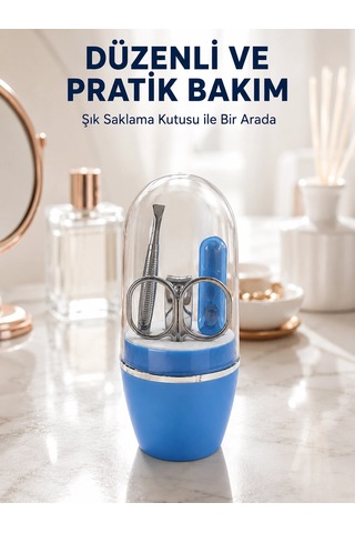 Mavi Tırnak Bakım Seti Çok Amaçlı Manikür Pedikür Kiti