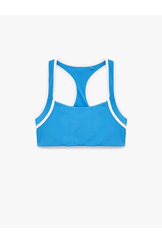 Koton Slim Fit U Yaka Biyeli Sırt Detaylı Kolsuz Sporcu Sütyeni Mavi 6sak30245nk