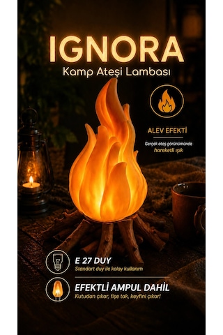 Kamp Ateşi Lambası Ignora Entegre Alev Efektli 3 Işık Modlu 26 Cm Beyaz Kamp Ateşi Lambası Ignora Entegre Alev Efektli 3 Işık Modlu 26 Cm Beyaz