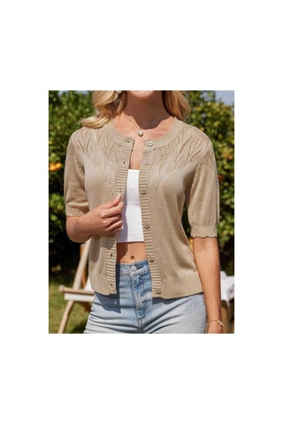 Youknitwear You Wanda %100 Pamuk Triko Hırka Kahverengi