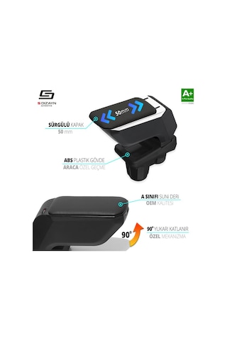 S-dizayn Renault Clio 5 Kol Dayama Kolçak Geçmeli Abs Siyah 2019 Üzeri A+kalite