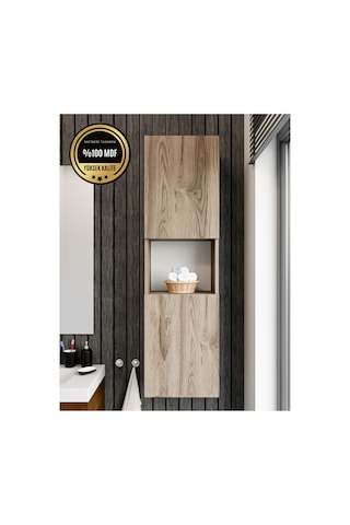 Lisa Banyo Dolabı Duvara Monte Raflı Mdf Ceviz