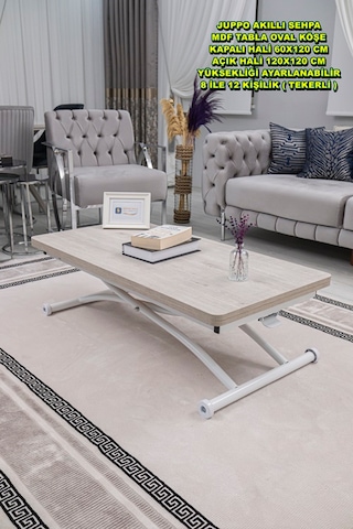 Juppo Üst Tabla Mdf Lizbon Oval Köşe Alt Beyaz Dışa Kıvrım