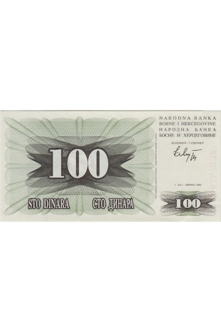 Bosna Hersek 100 Dinar 1992 Çil.