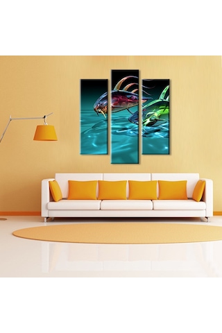 3d Deniz Altı Ve Balık Kanvas Tablo 102x110cm