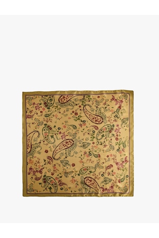 Koton Saten Kumaş Çiçekli Kare Fular Bandana Yeşil 7wak50080aa