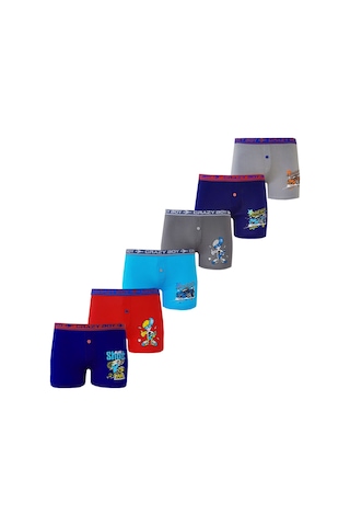 Hepsine Rakip Tutku 6'lı Paket Erkek Çocuk Renkli Baskılı Elastan Boxer Tec0253 Çok Renkli