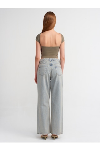 Dilvin Salaş Denim Pantolon Tint Kırmızı