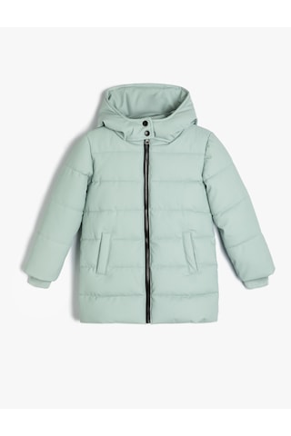 Koton Uzun Şişme Mont Kapşonlu Fermuarlı Cepli Green 5wkg00014aw Yeşil