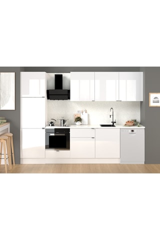 300 Cm %100 Mdf Tezgahlı Efil Ankastre Mutfak Dolabı Beyaz