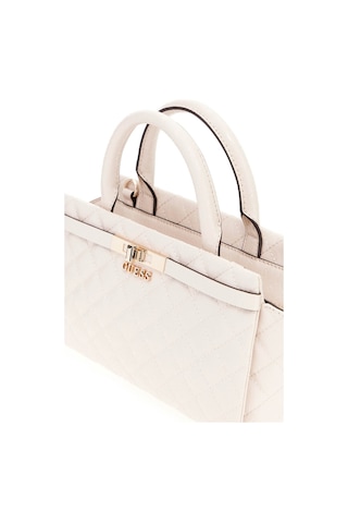 Kadın Kilit Aksesuarlı Kapitone Monogram Desenli El Çantası - Krem Krem