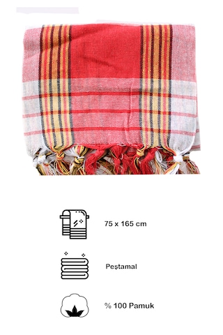 Karagöz Tekstil Geleneksel Peştemal, Gelin Hamamı, Otantik Peştamal 75x165 Cm Kırmızı 5 Adet Kırmızı