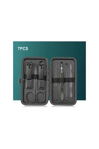 Venturemart Paslanmaz Çelik 7/10/16/18pcs Siyah Manikür Kiti Pedikür Seti Makas Çivi Kesme Tımar Araç