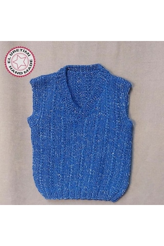 Uretti - Talia 8659 - 8114 El Örgüsü Lacivert Erkek Çocuk Süveter - 2 Yaş Mavi