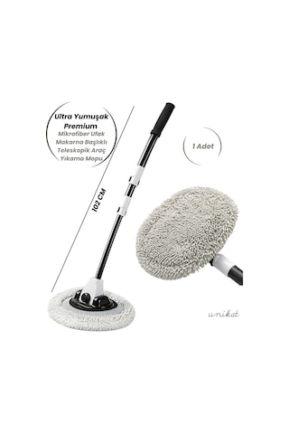 Ultra Yumuşak Premium Mikrofiber Ufak Makarna Başlıklı Teleskopik Araç Yıkama Mopu 1 Adet
