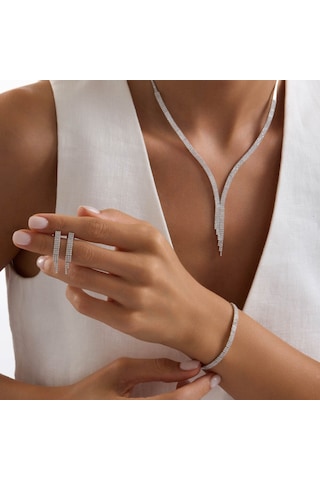 Su Yolu Set Beyaz Altın Üç Sıra T14336