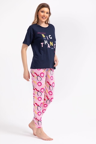 Rolypoly Big Thanks Lacivert Kadın Pijama Takımı 5274-29094 Lacivert