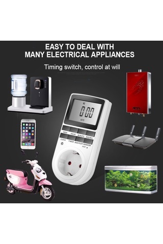 Mufunye Eu Standartlı Dijital Zamanlayıcı Prizi - Büyük Lcd Ekranlı, Program Hatırlama Ve Rastgele Fonksiyonlu, 16a/3680w