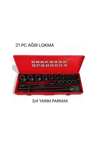 Melzohome 21 Parça Ağır Lokma Takımı 3/4 Yarım Parmak