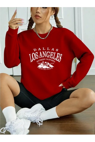 Nnstartshopping Kadın Uzun Kollu Bisiklet Yaka Viskon Iki Iplik Bluz Bordo