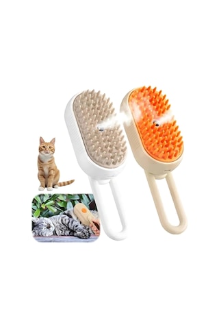 Saplı Buharlı Kedi Tarağı, Buharlı Kedi & Köpek Yıkama Fırçası Tarağı Yumuşak Silikonlu