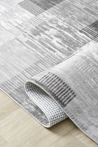 Raschel Carpet Oval Premium Yıkanabilir Leke Tutmaz Modern Gri Mutfak Halısı Özel Seri Kaymaz Taban Halı Çok Renkli