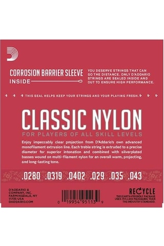 D'addario Ej27n-3d Classics Serisi Klasik Gitar Tel Seti 4/4 Ölç