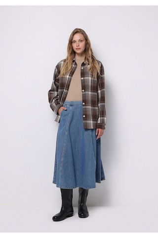 Colins Regular Fit Düz Fermuarlı Kadın Mavi Etek Cl1076231 Q1.v2 Dn44476 Denim