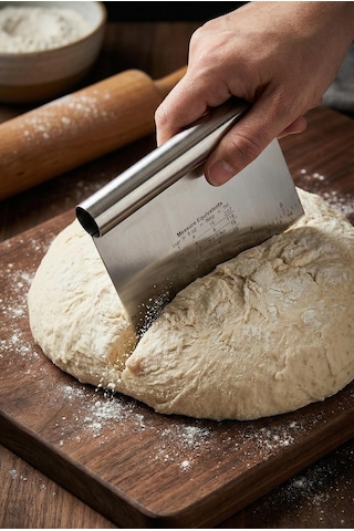 Paslanmaz Çelik Ölçü Rehberli Hamur Kesici & Hamur Şekillendirici Spatula 11x14 Cm Metalik