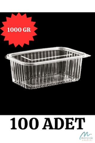 Plastik Saklama Kabı 1000 Gr 100'lü Kapaklı Sızdırmaz Kap Şeffaf Kullan At Kase