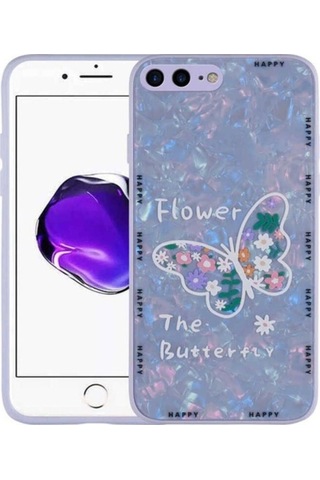 Apple Uyumlu iPhone 7 Plus Kılıf Desenli Sert Silikon Zore Mumila Kapak Lilac Flower