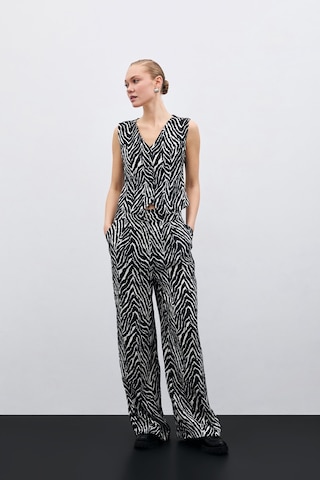Sateen Zebra Desen Pantolon - Siyah-135474 Siyah
