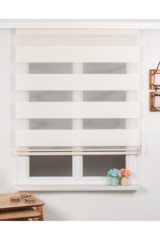 Perdehanem Geniş Plise Zebra Perde Krem Krem