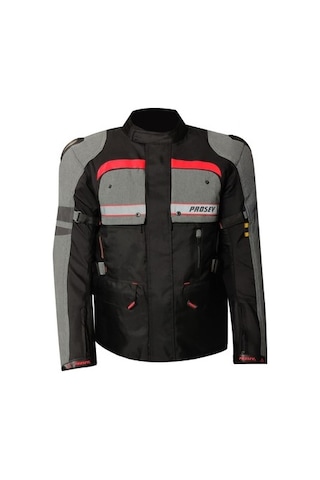 Prosev Long AT2202 Motosiklet Montu Gri Kırmızı Siyah